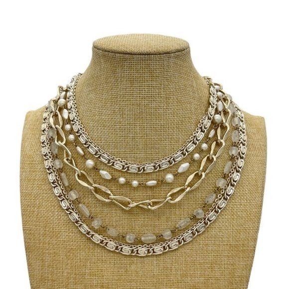 Arthur Pepper ART Vintage Multi Strand Layered Gold Necklace - Picture 2 of 9